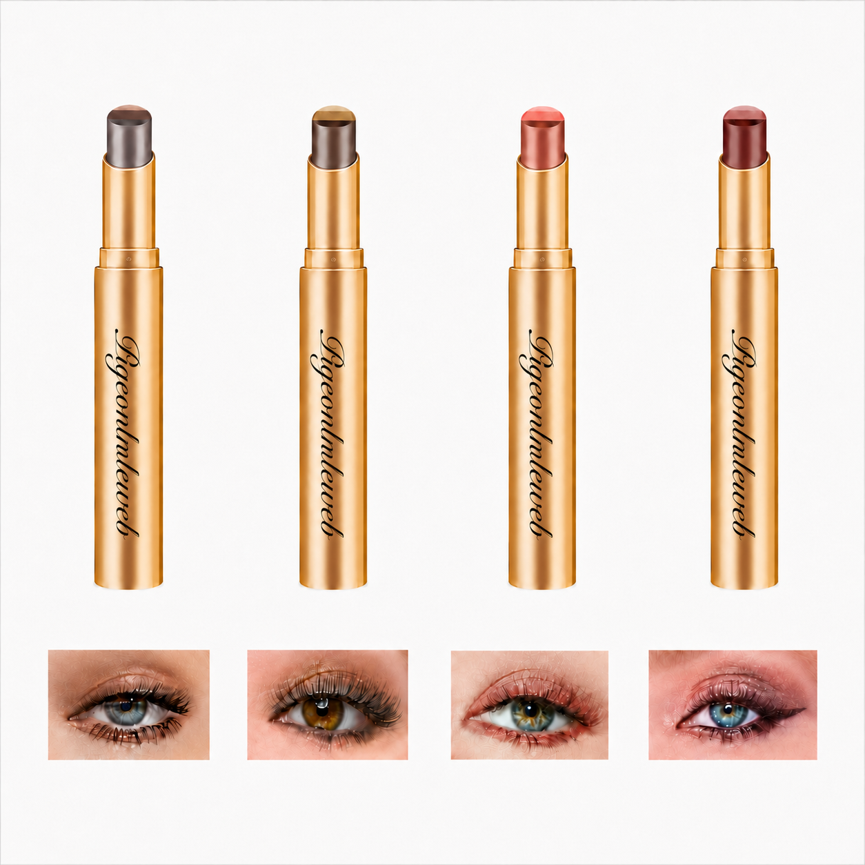 3-Color Eyeshadow Stick - One-Swipe Shimmer Glow For Effortless Eye Makeup four-shade lineup
